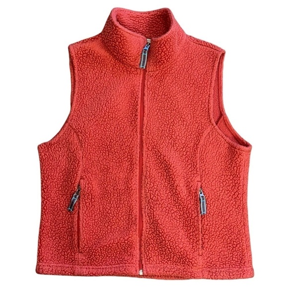 L. L. Bean Fleece Coral Fuzzy Sherpa Vest Womens M Outfoor Cozy Comfortable - Picture 4 of 14